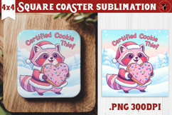 Cute Christmas Square Coasters | Kawaii Pink Xmas Product Image 1