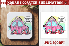 Cute Christmas Square Coasters | Kawaii Pink Xmas Product Image 1