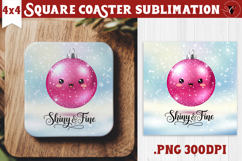 Cute Christmas Square Coasters | Kawaii Pink Xmas Product Image 1