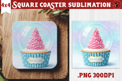 Cute Christmas Square Coasters | Kawaii Pink Xmas Product Image 1