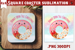 Cute Christmas Square Coasters | Kawaii Pink Xmas Product Image 1