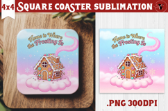 Cute Christmas Square Coasters | Kawaii Pink Xmas Product Image 1