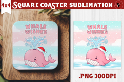 Cute Christmas Square Coasters | Kawaii Pink Xmas Product Image 1