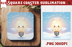 Cute Christmas Square Coasters | Kawaii Pink Xmas Product Image 1