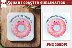 Cute Christmas Square Coasters | Kawaii Pink Xmas Product Image 1