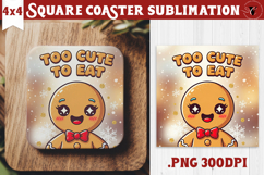 Cute Christmas Square Coasters | Kawaii Pink Xmas Product Image 1