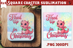 Cute Christmas Square Coasters | Kawaii Pink Xmas Product Image 1