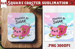 Cute Christmas Square Coasters | Kawaii Pink Xmas Product Image 1