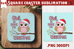 Cute Christmas Square Coasters | Kawaii Pink Xmas Product Image 1