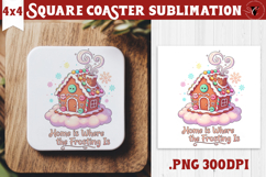 Cute Christmas Square Coasters | Kawaii Pink Xmas Product Image 1