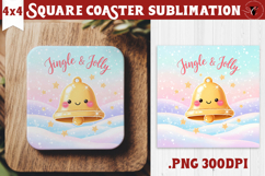 Cute Christmas Square Coasters | Kawaii Pink Xmas Product Image 1