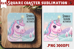 Cute Christmas Square Coasters | Kawaii Pink Xmas Product Image 1
