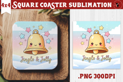 Cute Christmas Square Coasters | Kawaii Pink Xmas Product Image 1