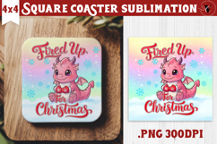 Cute Christmas Square Coasters | Kawaii Pink Xmas Product Image 1