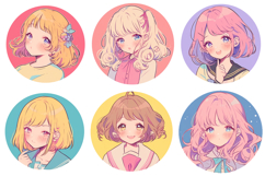Kawaii Cute Girl Women Illustration Sticker Collection PNG Product Image 7