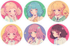 Kawaii Cute Girl Women Illustration Sticker Collection PNG Product Image 8