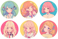 Kawaii Cute Girl Women Illustration Sticker Collection PNG Product Image 2