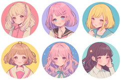 Kawaii Cute Girl Women Illustration Sticker Collection PNG Product Image 3