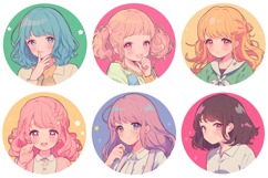 Kawaii Cute Girl Women Illustration Sticker Collection PNG Product Image 4
