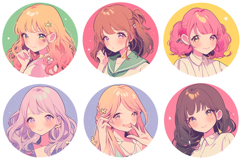 Kawaii Cute Girl Women Illustration Sticker Collection PNG Product Image 5
