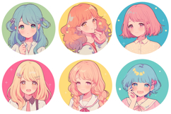 Kawaii Cute Girl Women Illustration Sticker Collection PNG Product Image 6