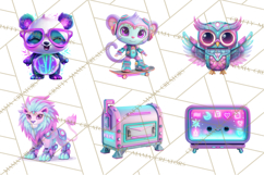 Cyberpunk Animals PNG Clipart, Kawaii Futuristic Animals Product Image 5