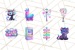 Cyberpunk Animals PNG Clipart, Kawaii Futuristic Animals Product Image 2