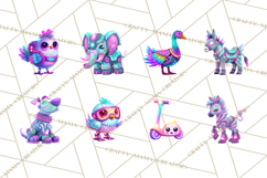 Cyberpunk Animals PNG Clipart, Kawaii Futuristic Animals Product Image 7
