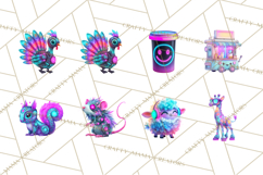 Cyberpunk Animals PNG Clipart, Kawaii Futuristic Animals Product Image 4