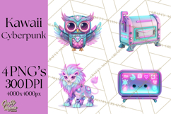 Cyberpunk Animals PNG Clipart, Kawaii Futuristic Animals Product Image 1