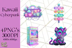 Cyberpunk Animals PNG Clipart, Kawaii Futuristic Animals Product Image 1