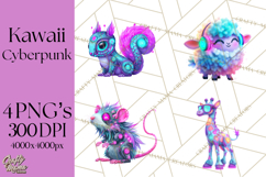 Cyberpunk Animals PNG Clipart, Kawaii Futuristic Animals Product Image 1
