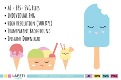 cute kawaii ice cream bundle