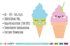 Ice cream birthday SVG PNG illustrations for decorations