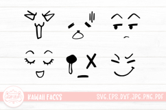 Cute doodle emoticons with facial expressions clipart SVG Product Image 1