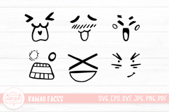 Cute doodle emoticons with facial expressions clipart SVG Product Image 1