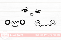 3 Cute and Kawaii Faces SVG Cut File | Cute Faces Sticker Product Image 1