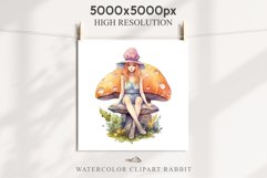 Kawaii Fairy Girl Clipart Watercolor Cute Pixie Mushroom PNG stickers  Transparent Print junk journal collage scrapbooking designs sublimation printable files watercolor Kawaii Fairy Girl Clipart Anime Cute Pixie illustration paper craft, fantasy creature