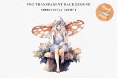 Kawaii Fairy Girl Clipart Watercolor Cute Pixie Mushroom PNG stickers  Transparent Print junk journal collage scrapbooking designs sublimation printable files watercolor Kawaii Fairy Girl Clipart Anime Cute Pixie illustration paper craft, fantasy creature