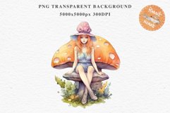 Kawaii Fairy Girl Clipart Watercolor Cute Pixie Mushroom PNG stickers  Transparent Print junk journal collage scrapbooking designs sublimation printable files watercolor Kawaii Fairy Girl Clipart Anime Cute Pixie illustration paper craft, fantasy creature