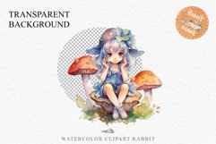 Kawaii Fairy Girl Clipart Watercolor Cute Pixie Mushroom PNG stickers  Transparent Print junk journal collage scrapbooking designs sublimation printable files watercolor Kawaii Fairy Girl Clipart Anime Cute Pixie illustration paper craft, fantasy creature