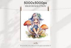 Kawaii Fairy Girl Clipart Watercolor Cute Pixie Mushroom PNG stickers  Transparent Print junk journal collage scrapbooking designs sublimation printable files watercolor Kawaii Fairy Girl Clipart Anime Cute Pixie illustration paper craft, fantasy creature