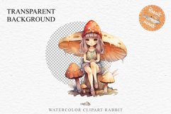 Kawaii Fairy Girl Clipart Watercolor Cute Pixie Mushroom PNG stickers  Transparent Print junk journal collage scrapbooking designs sublimation printable files watercolor Kawaii Fairy Girl Clipart Anime Cute Pixie illustration paper craft, fantasy creature