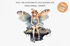 Kawaii Fairy Girl Clipart Watercolor Cute Pixie Mushroom PNG stickers  Transparent Print junk journal collage scrapbooking designs sublimation printable files watercolor Kawaii Fairy Girl Clipart Anime Cute Pixie illustration paper craft, fantasy creature