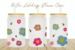 Kawaii Flowers 16oz Libby Glass Can Tumbler Wrap Product Image 1