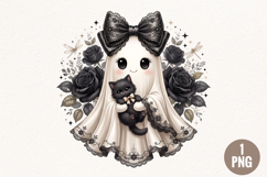 Kawaii Halloween Ghost Clipart PNG Product Image 1