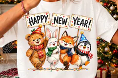 Kawaii Happy New Year Animals PNG Product Image 3