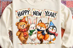 Kawaii Happy New Year Animals PNG Product Image 4