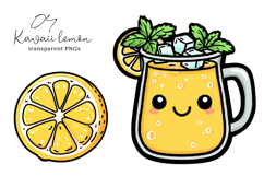 Kawaii Lemon Clipart, Kawaii Lemon PNG Product Image 1