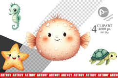 Kawaii Ocean Buddies Clipart Product Image 1